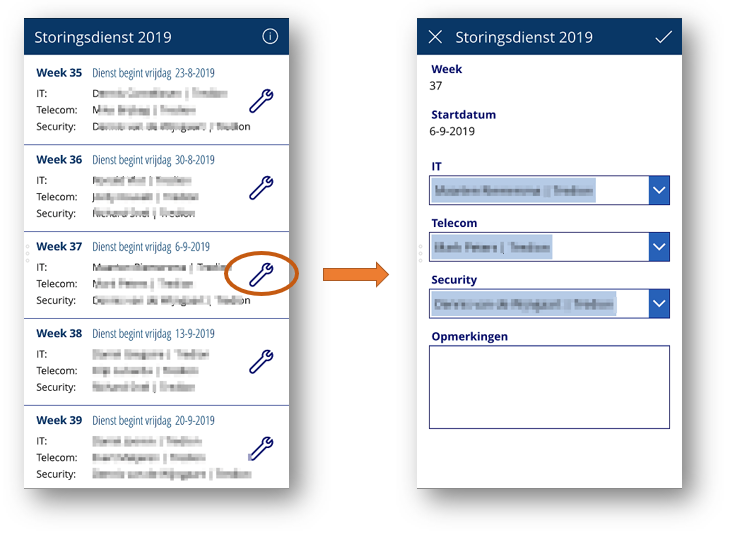 Screenshot voorbeeld powerapp
