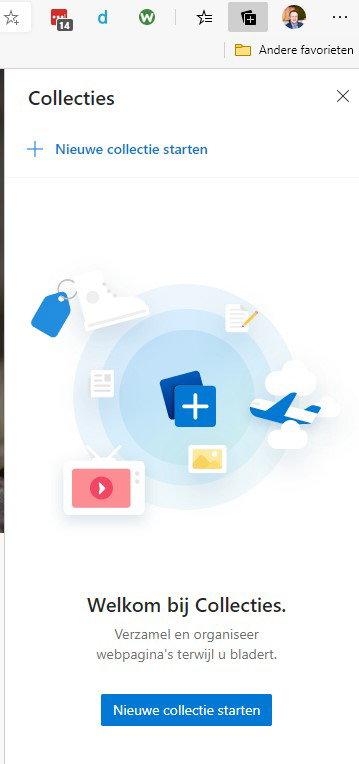 Screenshot Microsoft Edge Collecties