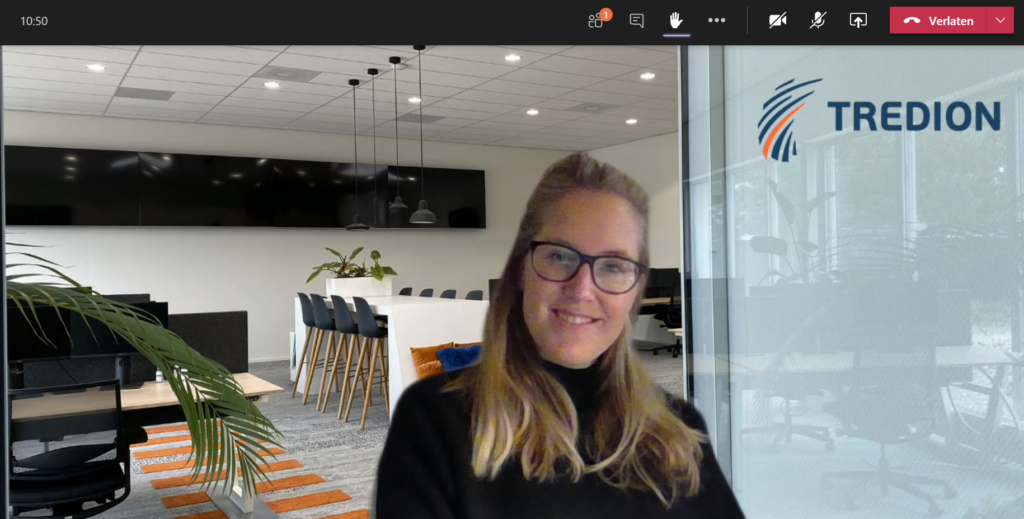 Screenshot Microsoft Teams achtergrond tijdens vergadering