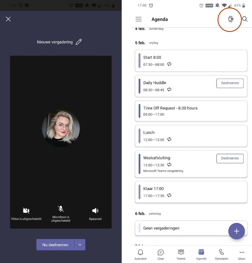 Screenshot Meet Now in Microsoft Teams