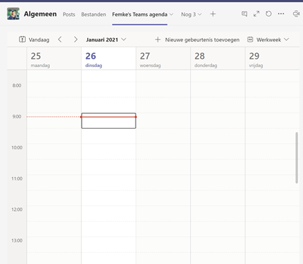 Screenshot MS Teams agenda