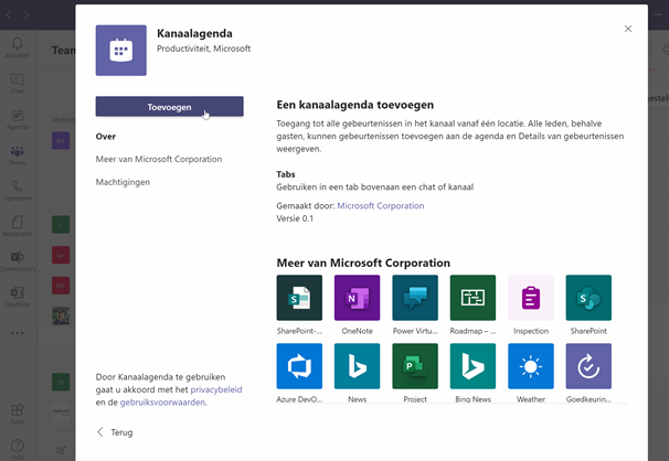 Screenshot Microsoft Teams Toevoegen