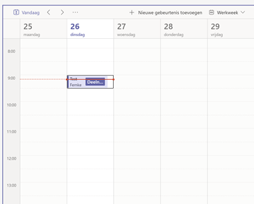 Screenshot MS Teams gedeelde agenda