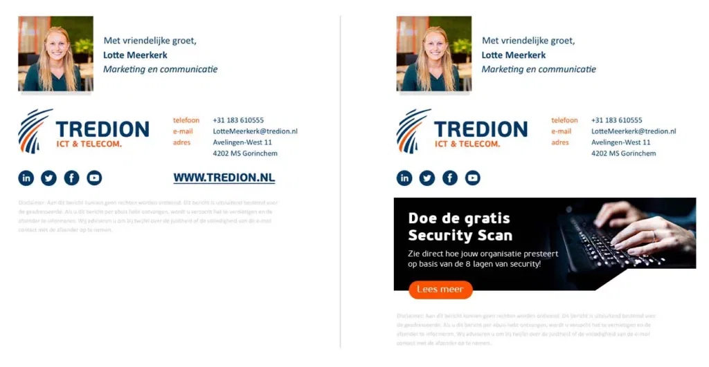 Tredion e-mailhandtekening voorbeeld