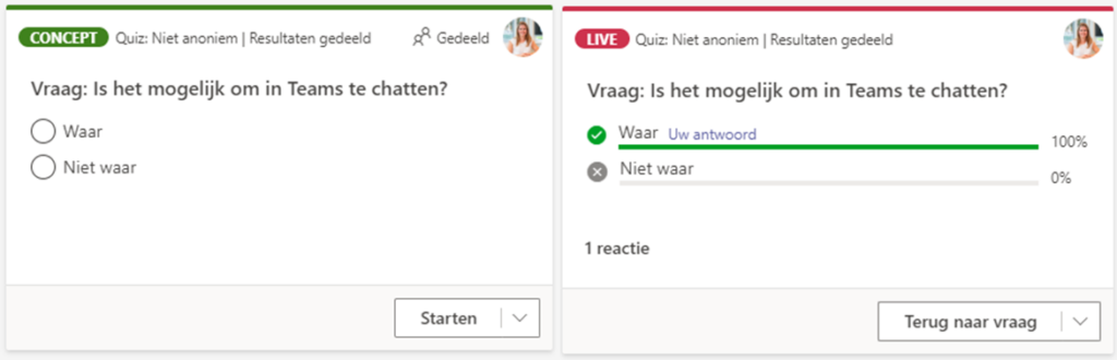 Screenshot quiz in Teams