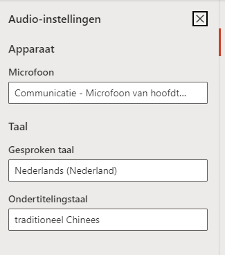 Screenshot PowerPoint geluidsinstellingen