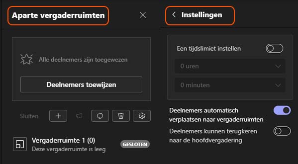 Screenshot breakout rooms in teams