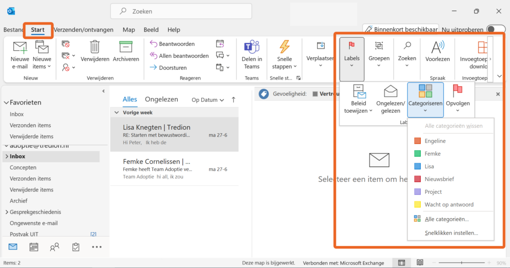 Categoriseren Outlook