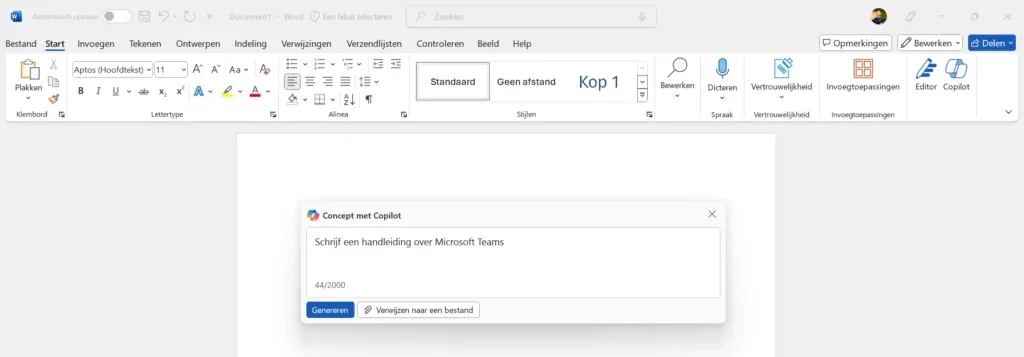 Prompt in Word Copilot