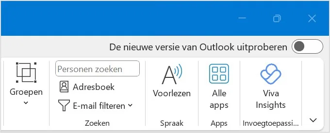 Outlook schuifje