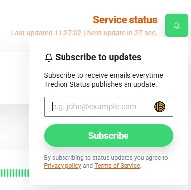Service status e-mail meldingen