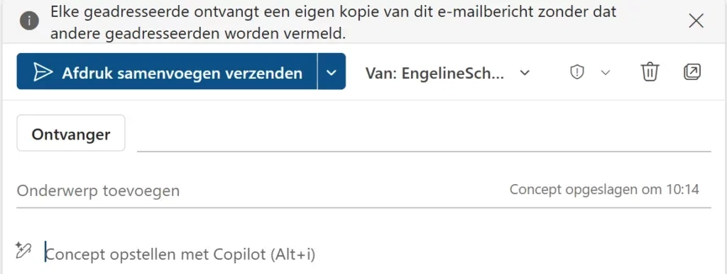 Afdruk samenvoegen nieuwe Outlook