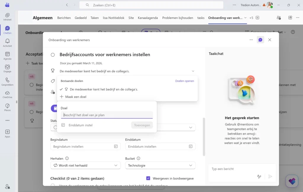 Screenshot doelen in Planner