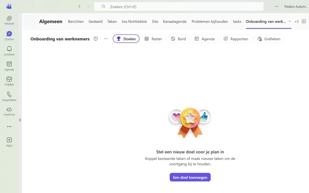 Screenshot doelen in Planner
