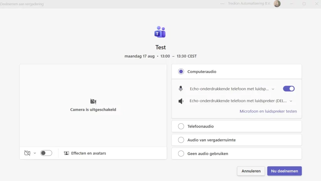 Geluid testen in Teams